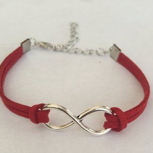 rED INFINITY FAUX SUEDE LEATHER BRACELET